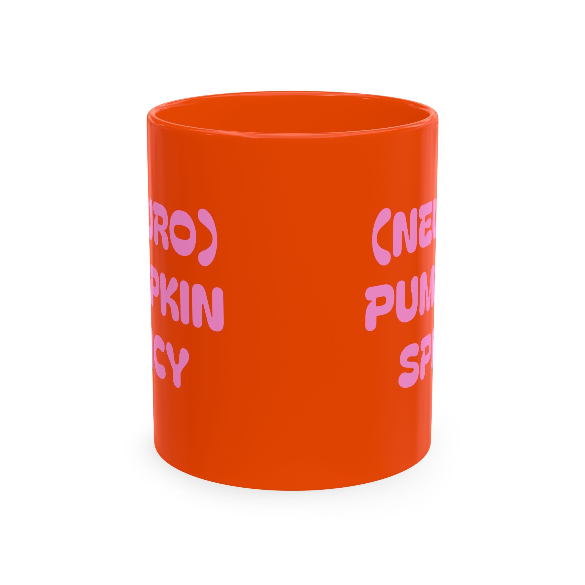(Neuro) Pumpkin Spicy Ceramic Mug — Bright Orange Fall Coffee Cup