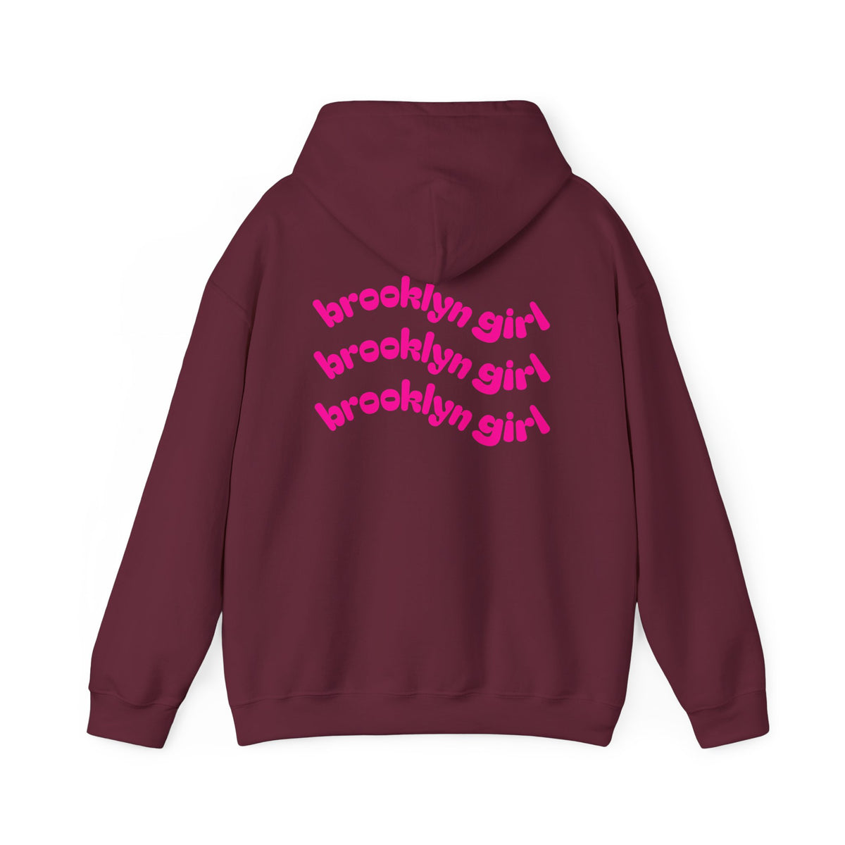 Brooklyn Girl Hoodie – Retro Pink Wave Back Print Hooded Sweatshirt