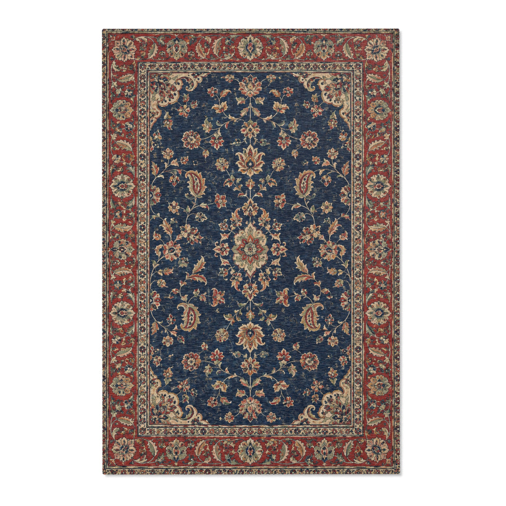 NoMad Area Rug — Blue and Red Oriental Design Decorative Doormat