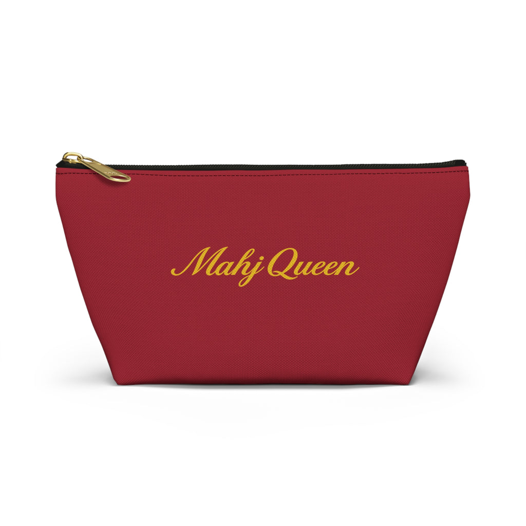 Maroon Mahj Queen Tile Bag  — Red T‑Bottom Makeup & Accessory Pouch