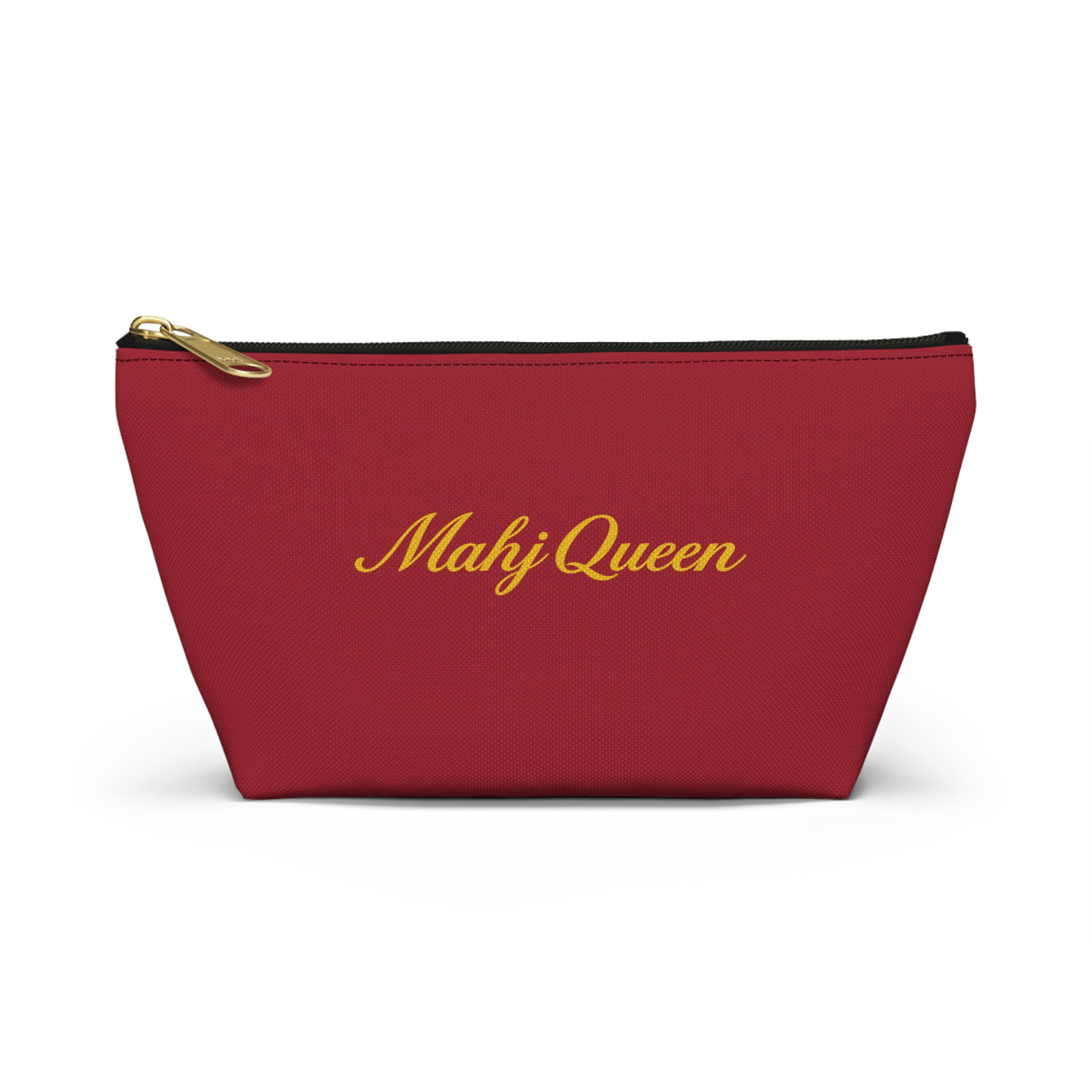 Maroon Mahj Queen Tile Bag  — Red T‑Bottom Makeup & Accessory Pouch