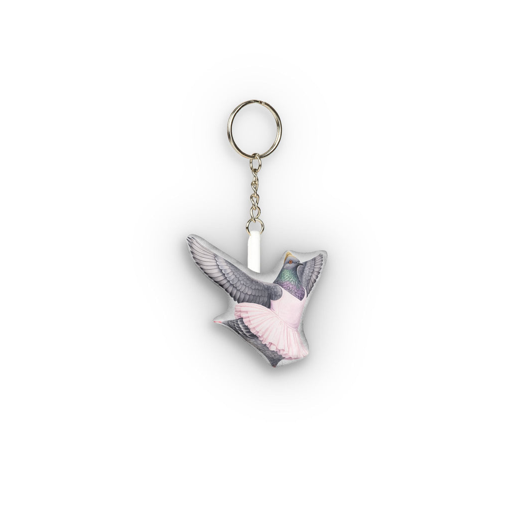 Lincoln Square NYC Pigeon Mini Plush Keychain | Ballerina Bunhead Bird Lovers Plushie Bag Charm