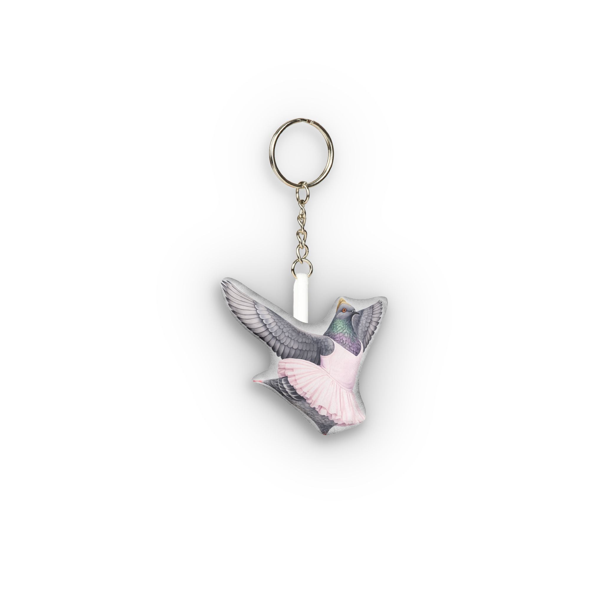 Lincoln Square NYC Pigeon Mini Plush Keychain | Ballerina Bunhead Bird Lovers Plushie Bag Charm