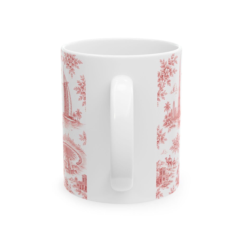 Dubai Red Toile de Jouy Ceramic Mug — Ceramic 11oz Coffee Cup