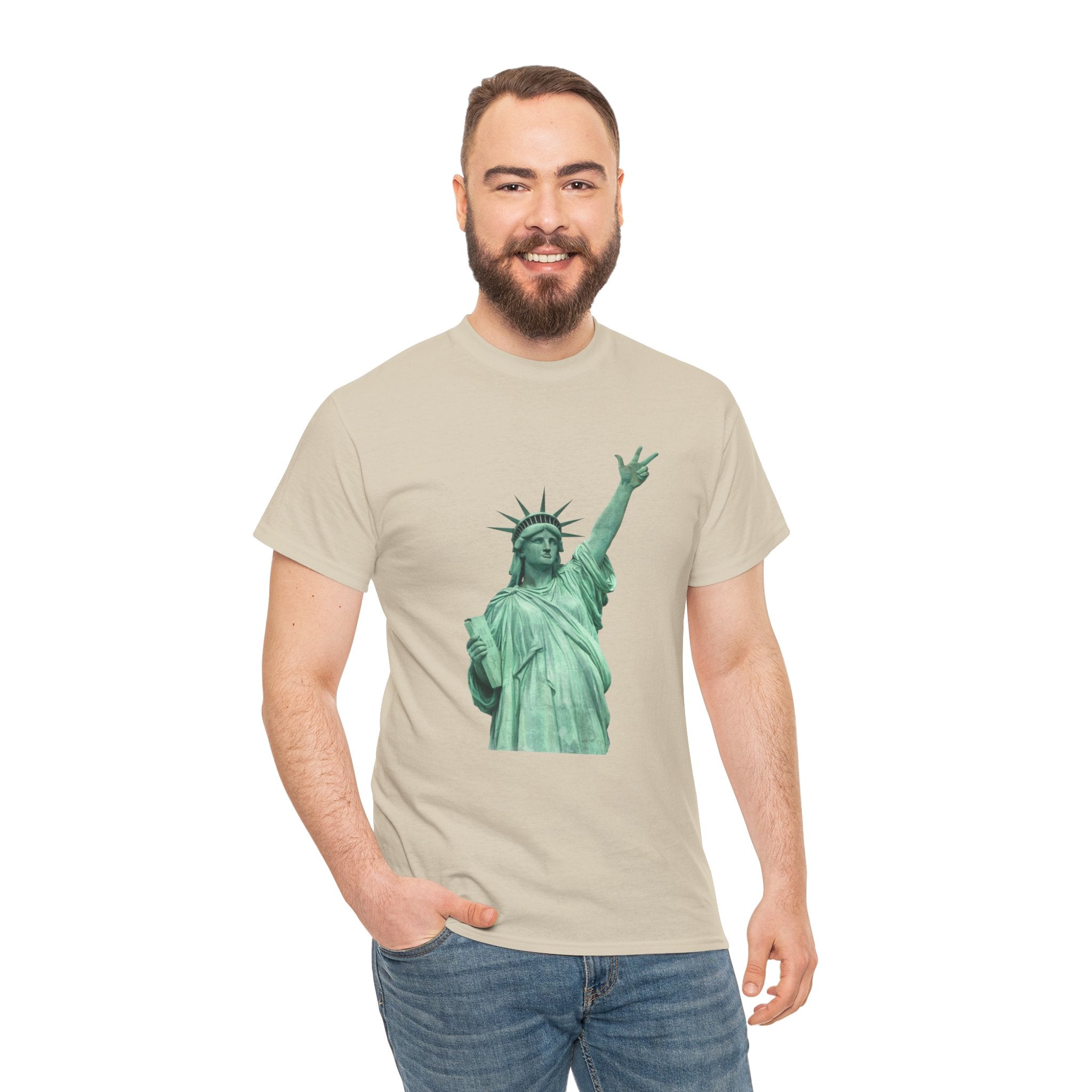 Customizable Statue of Liberty Three Points T-Shirt | NYC Jalen Brunson Basketball 3 Point Shot Tee