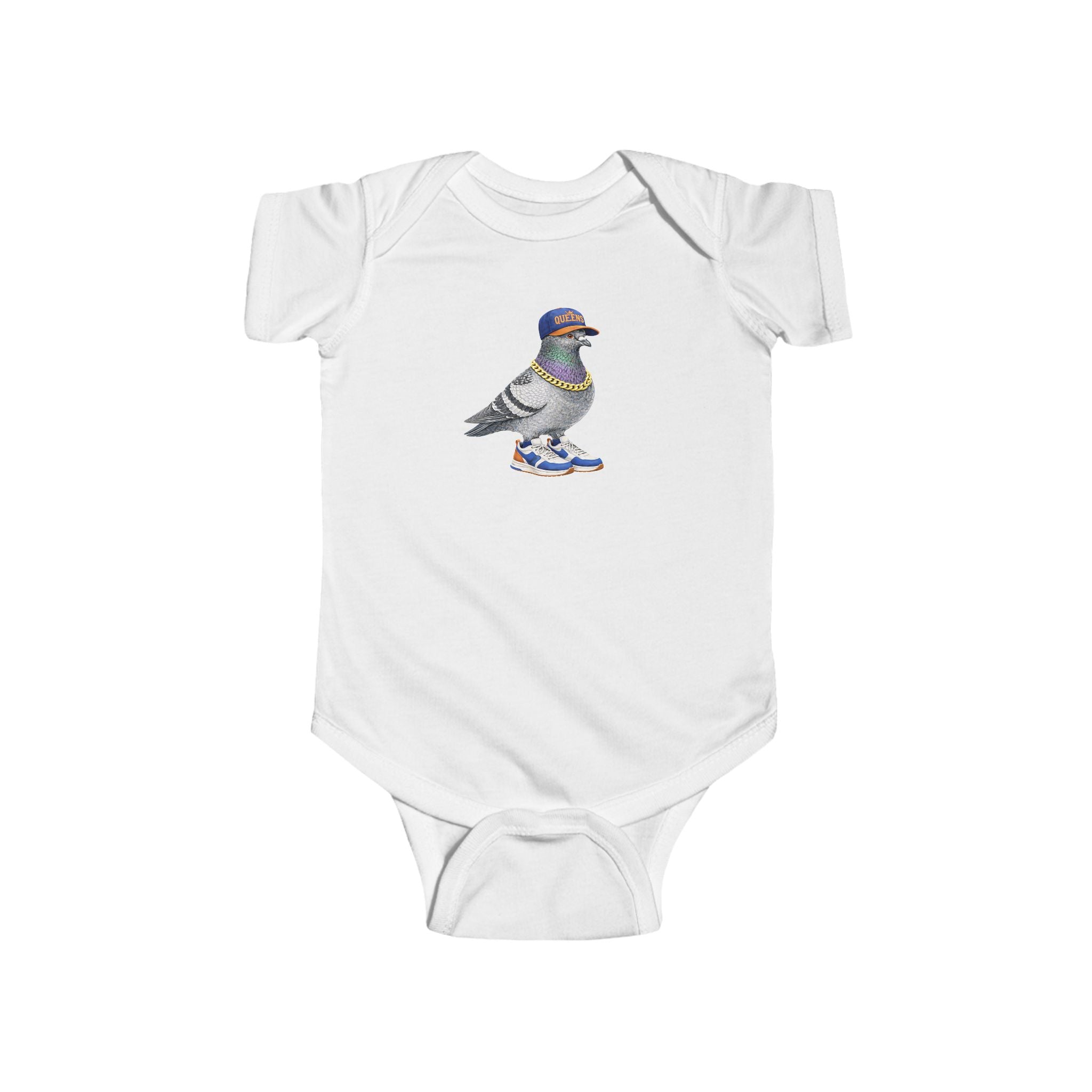 Customizable Queens NYC Pigeon Baby Onesie | New Yorker Reveal Infant Bodysuit
