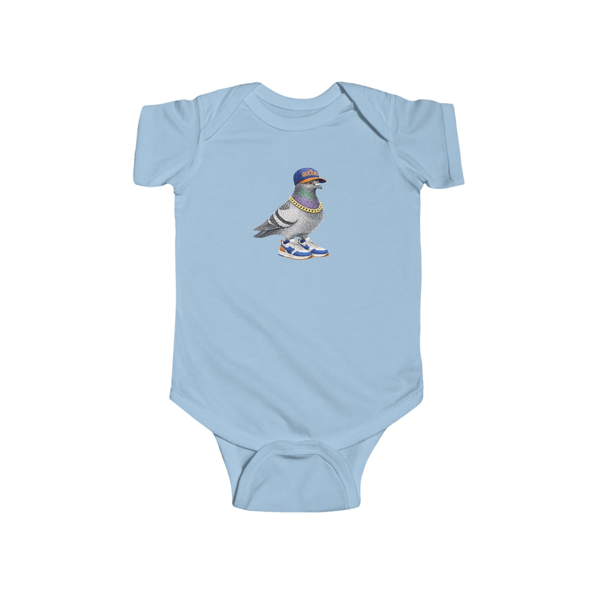 Customizable Queens NYC Pigeon Baby Onesie | New Yorker Reveal Infant Bodysuit