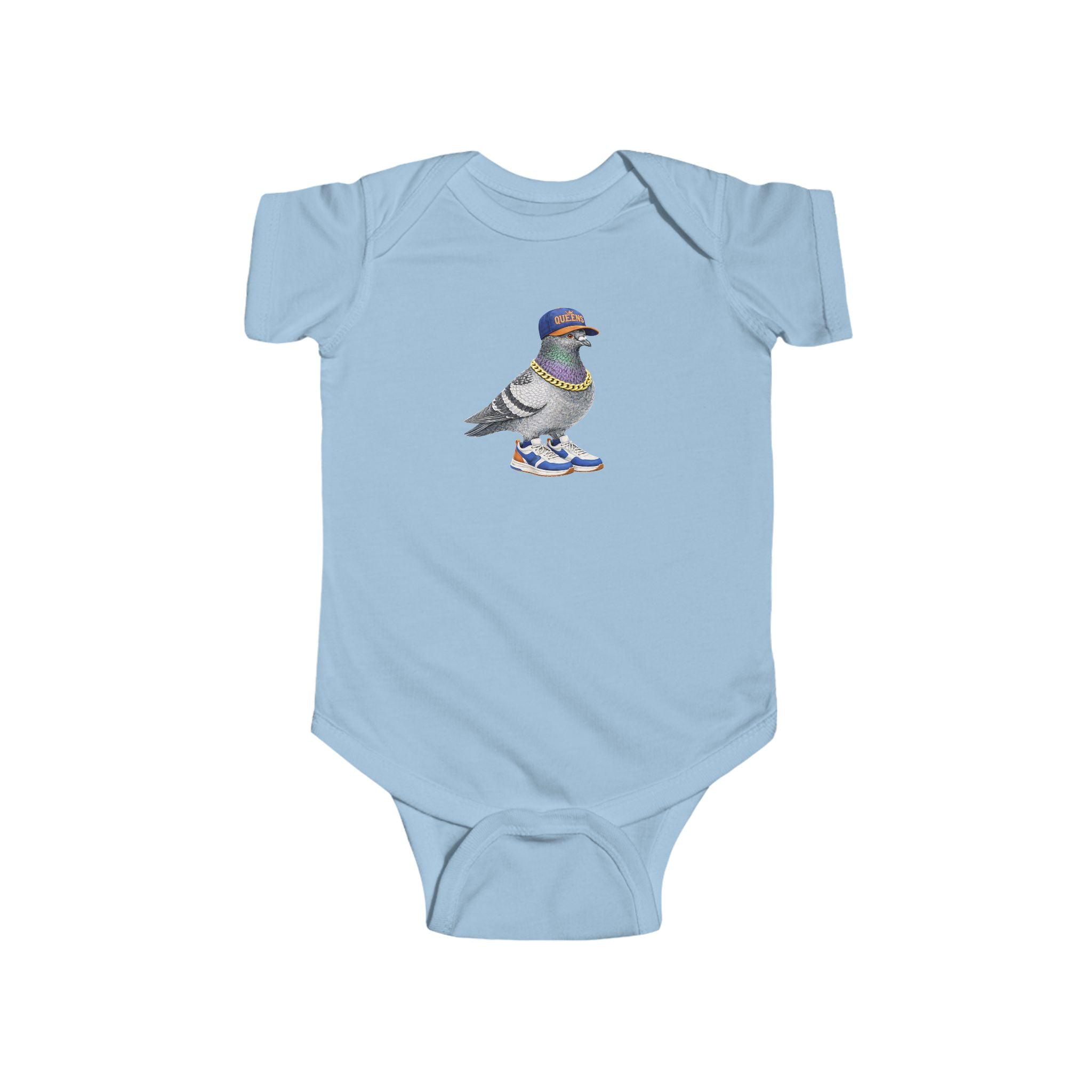 Customizable Queens NYC Pigeon Baby Onesie | New Yorker Reveal Infant Bodysuit