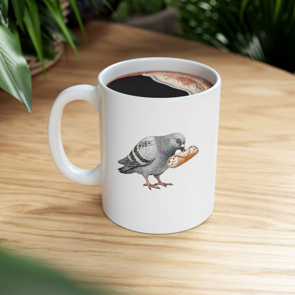 Customizable Arthur Avenue NYC Pigeon Mug | Cannoli Bird Lovers Ceramic Coffee Cup
