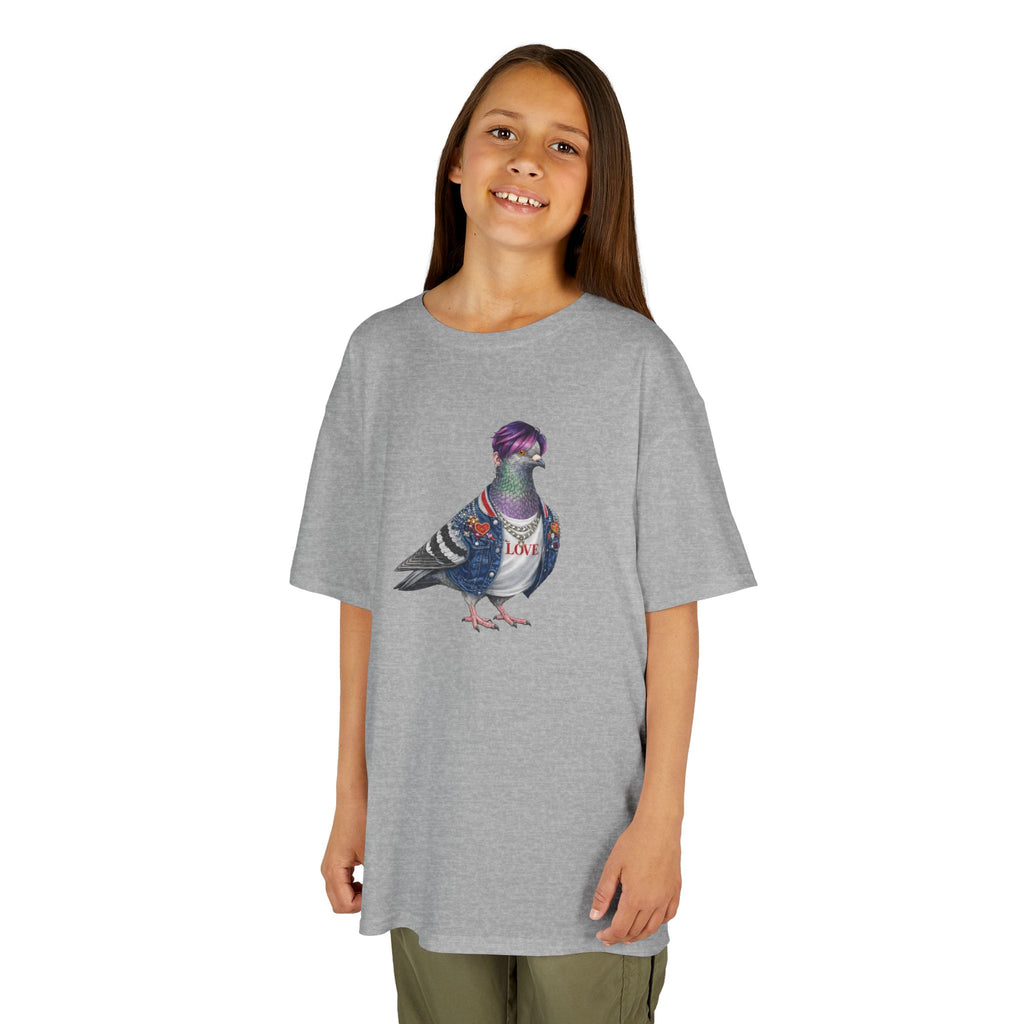 Customizable Koreatown NYC Pigeon Kids KPop Tee — Cute Bird K-Pop T-Shirt for Children