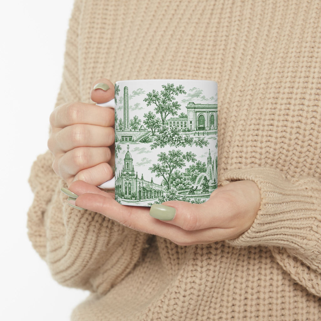 Kansas City Green Toile de Jouy 11oz Ceramic Mug