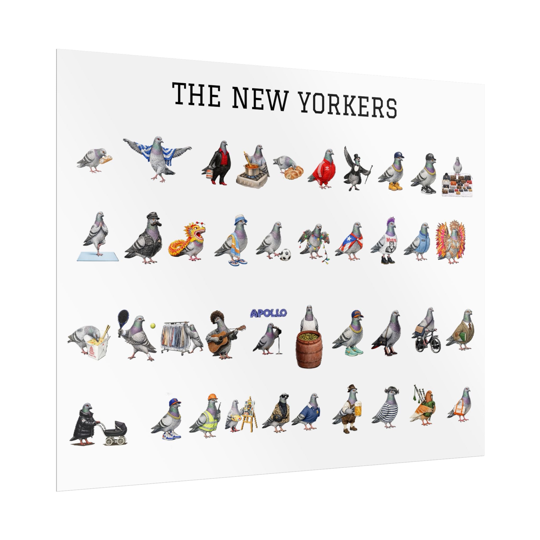 The New Yorkers Neighborhood Pigeons Rolled Poster | NYC Pigeon Gift for Bird Lovers