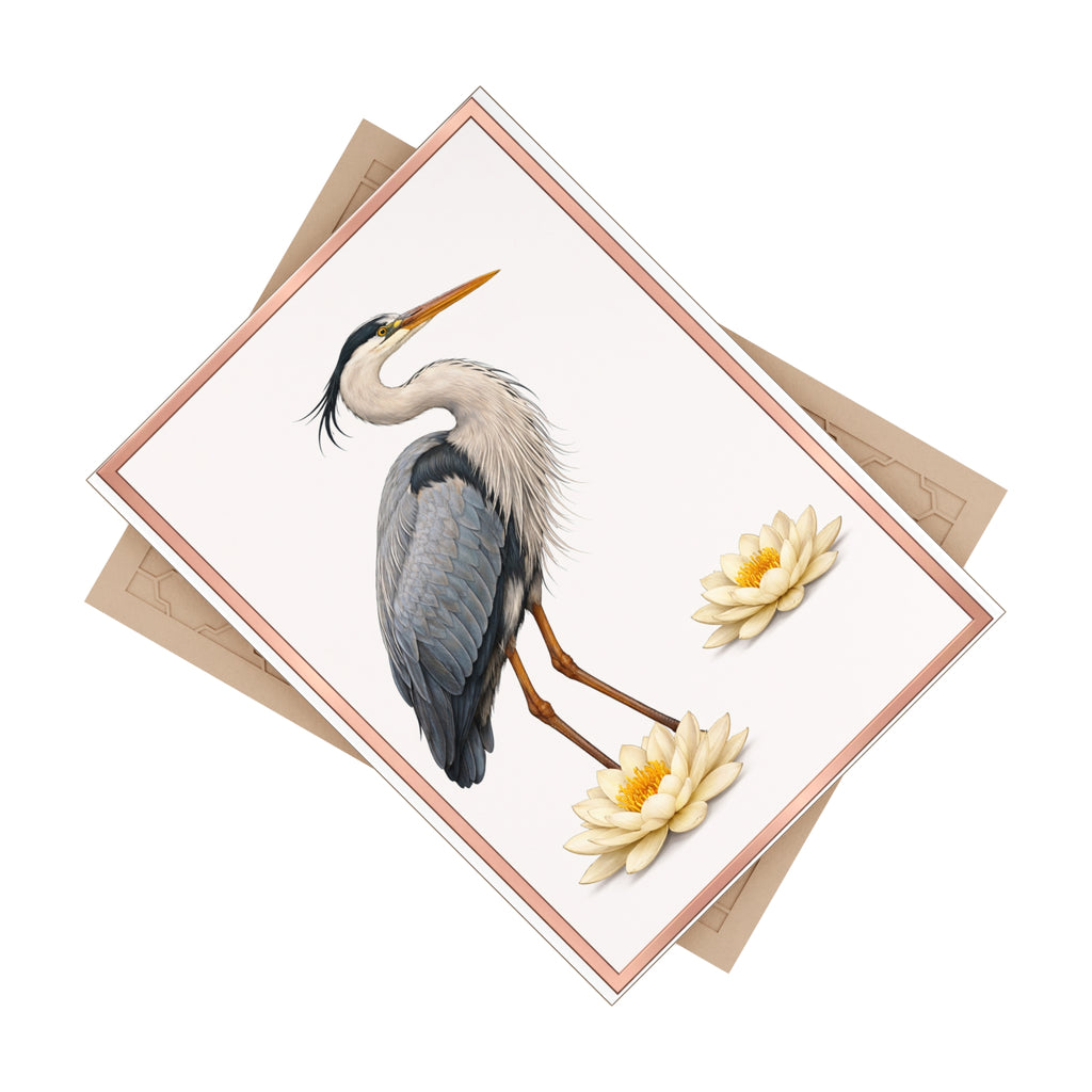 Staten Island Blue Heron Ceramic Shower Tile - Coastal Ceramic Bath Tile 6" x 8"