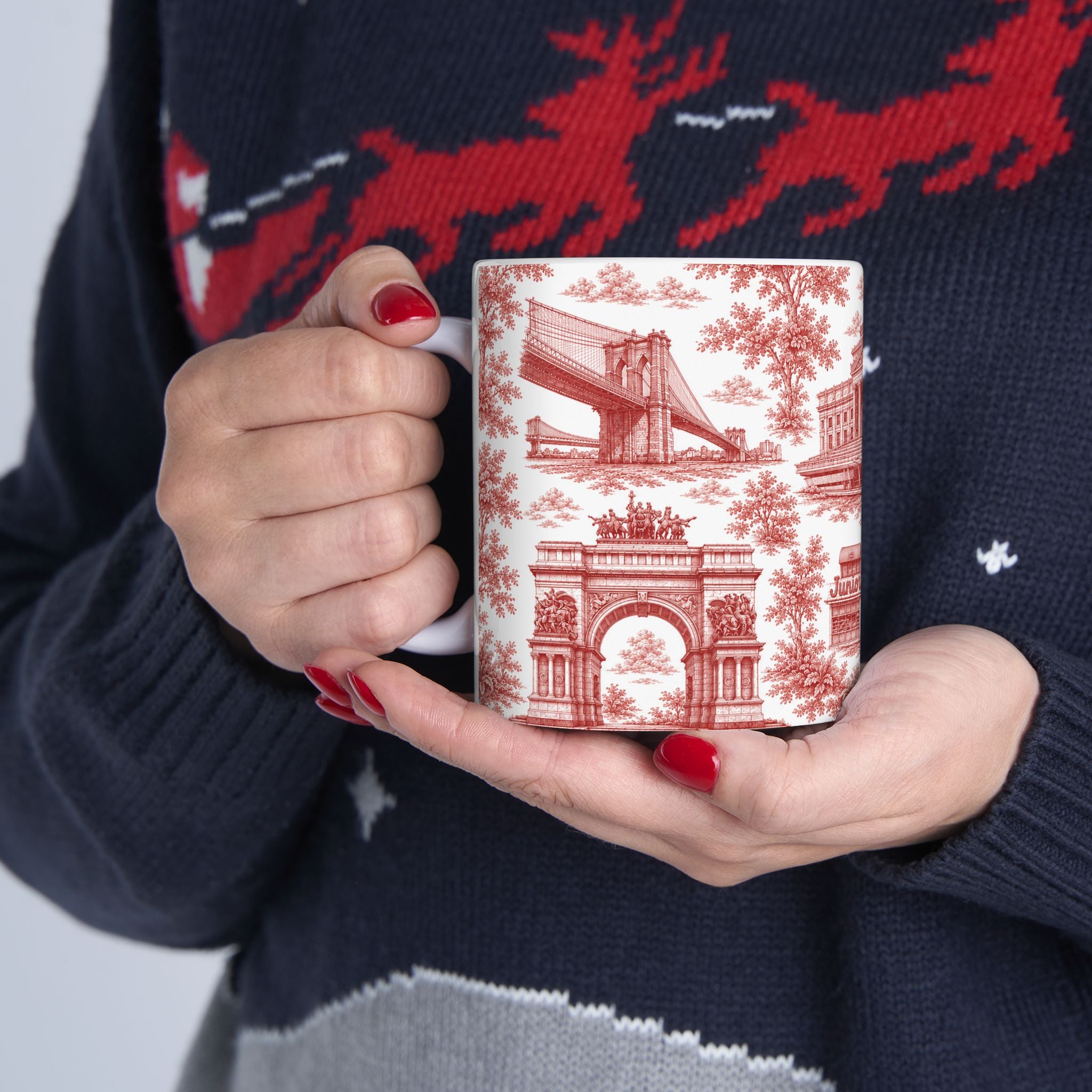 Brooklyn Red Toile de Jouy Mug | NYC Chinoiserie Ceramic Mug