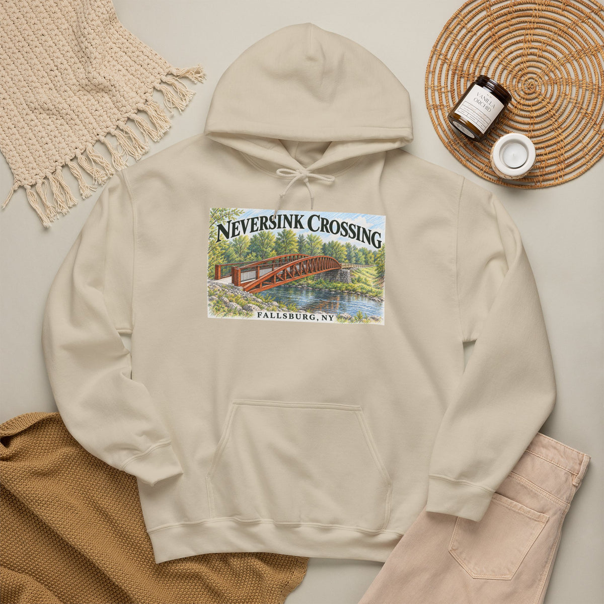 Neversink Crossing Fallsburg Catskills Upstate New York Pullover Hoodie