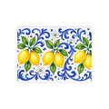 Little Italy Amalfi Blue and White with Lemon Ceramic Tile - Mediterranean Lemon Decorative Kitchen Backsplash Tile Art 6" x 8"
