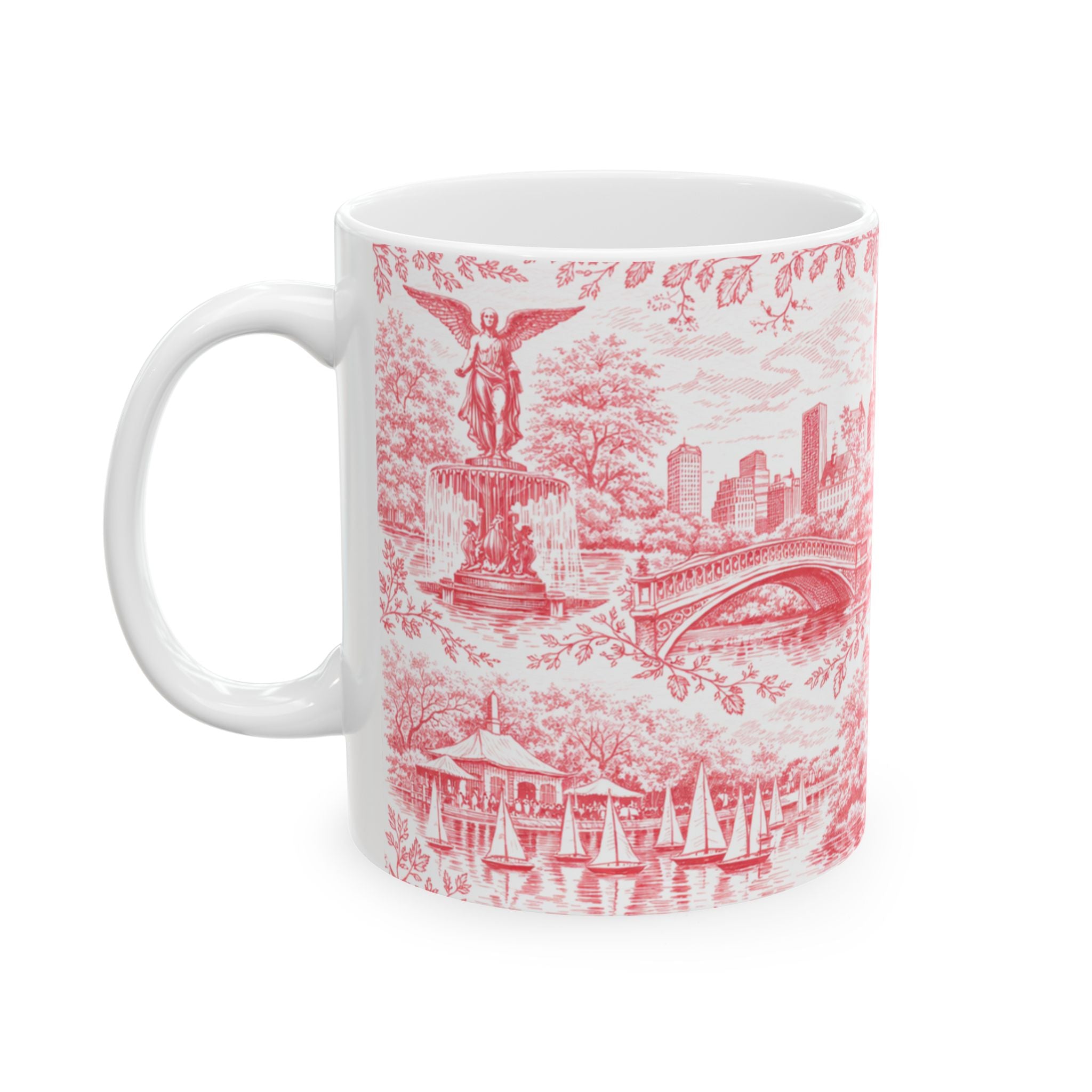 Central Park Red Toile de Jouy Mug | NYC Chinoiserie Ceramic Coffee Cup