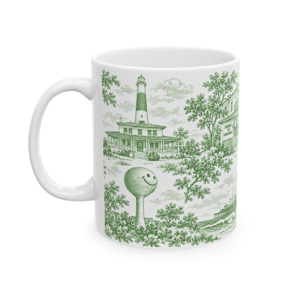 Atlantic City Green Toile de Jouy 11oz Mug