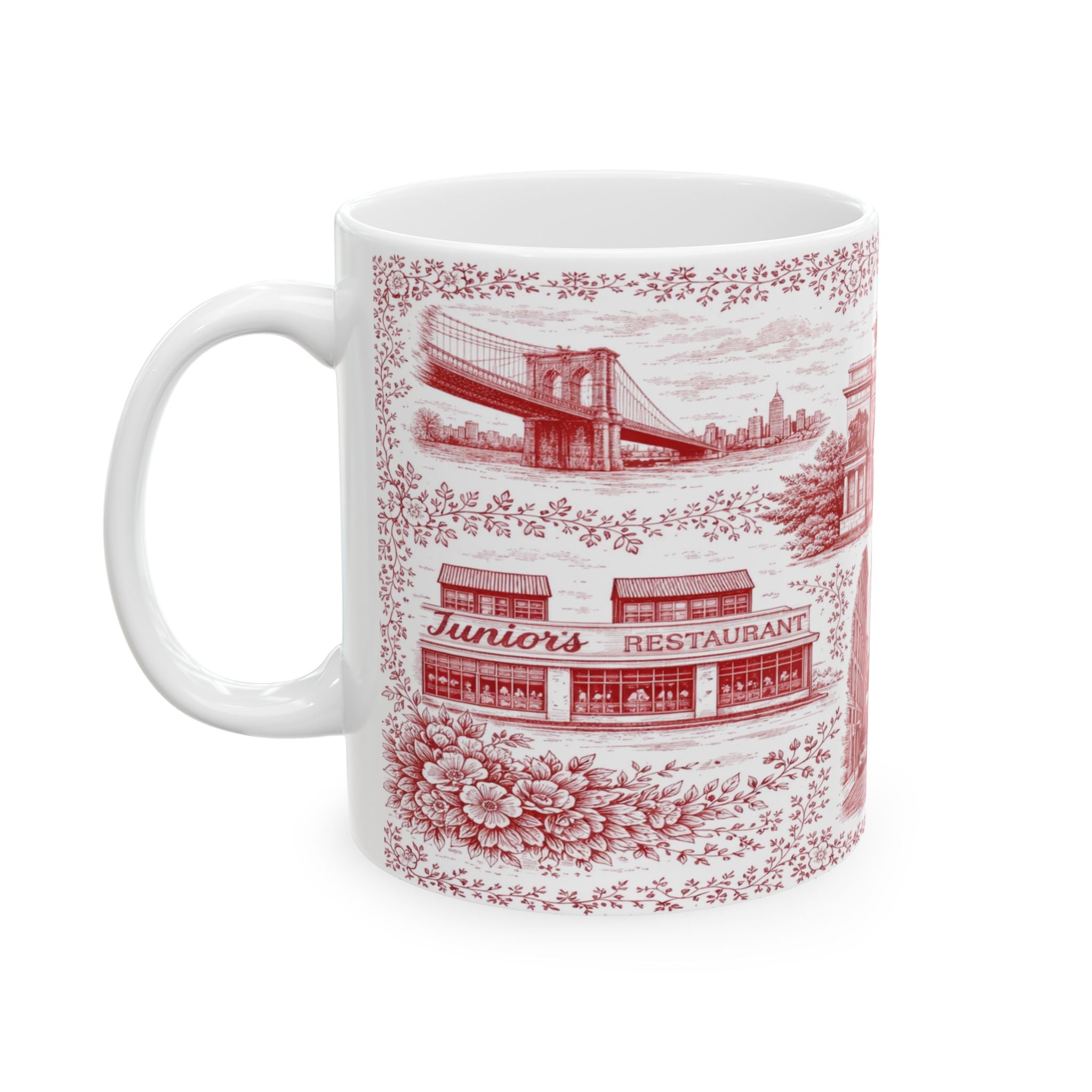Brooklyn Red Toile de Jouy Mug | NYC Chinoiserie Ceramic Mug