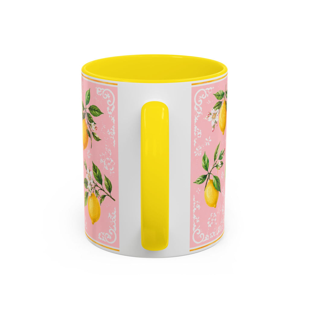 Little Italy Amalfi Pink Lemon 2 Accent Mug — La Dolce Vita Ceramic Kitchen Mug (11oz)
