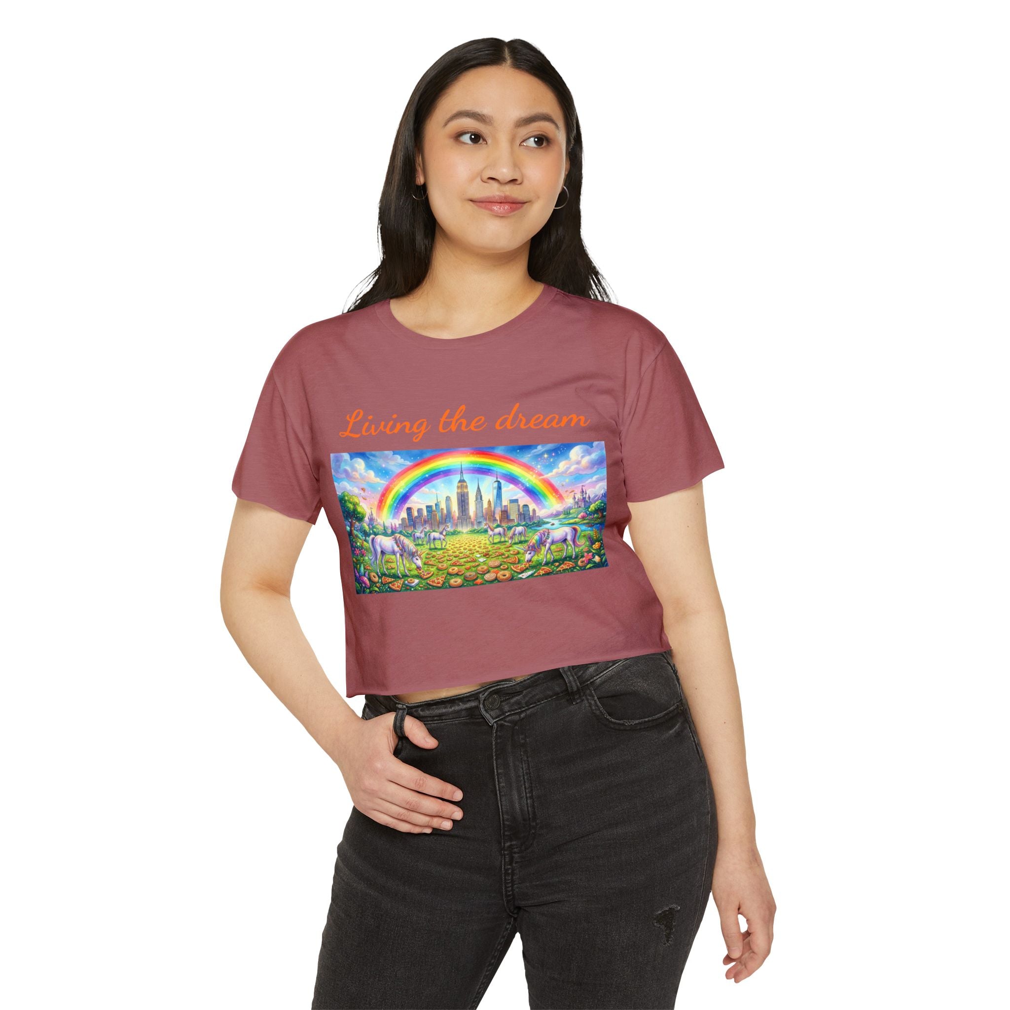 NYC Living The Dream Crop Top Tee | New York Is a Fairy Tale Tee T-shirt