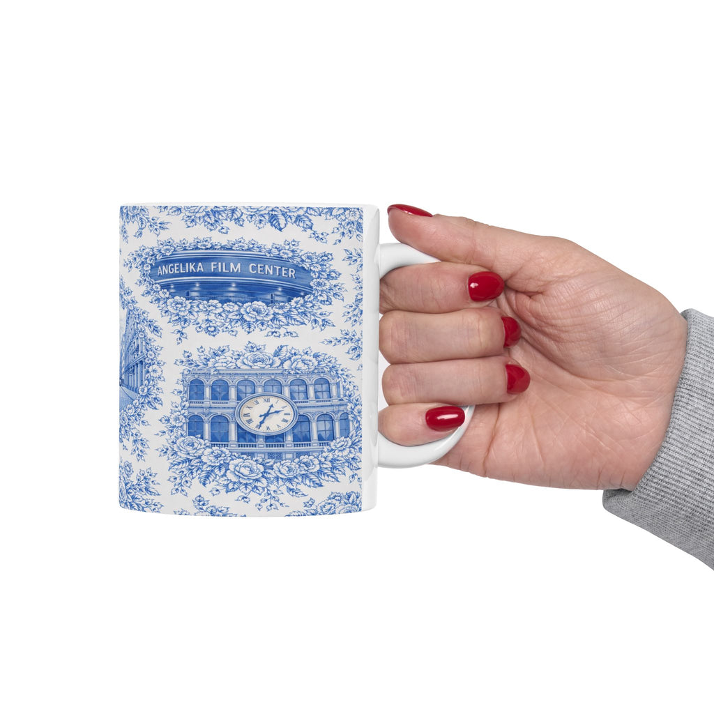 SoHo Blue Toile de Jouy Mug | NYC Chinoiserie Ceramic Coffee Cup