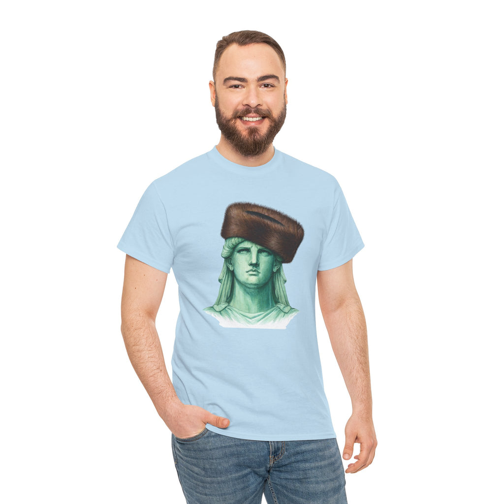 Statue of Liberty Crowned with Shtreimel T-Shirt | NYC Statue Tee