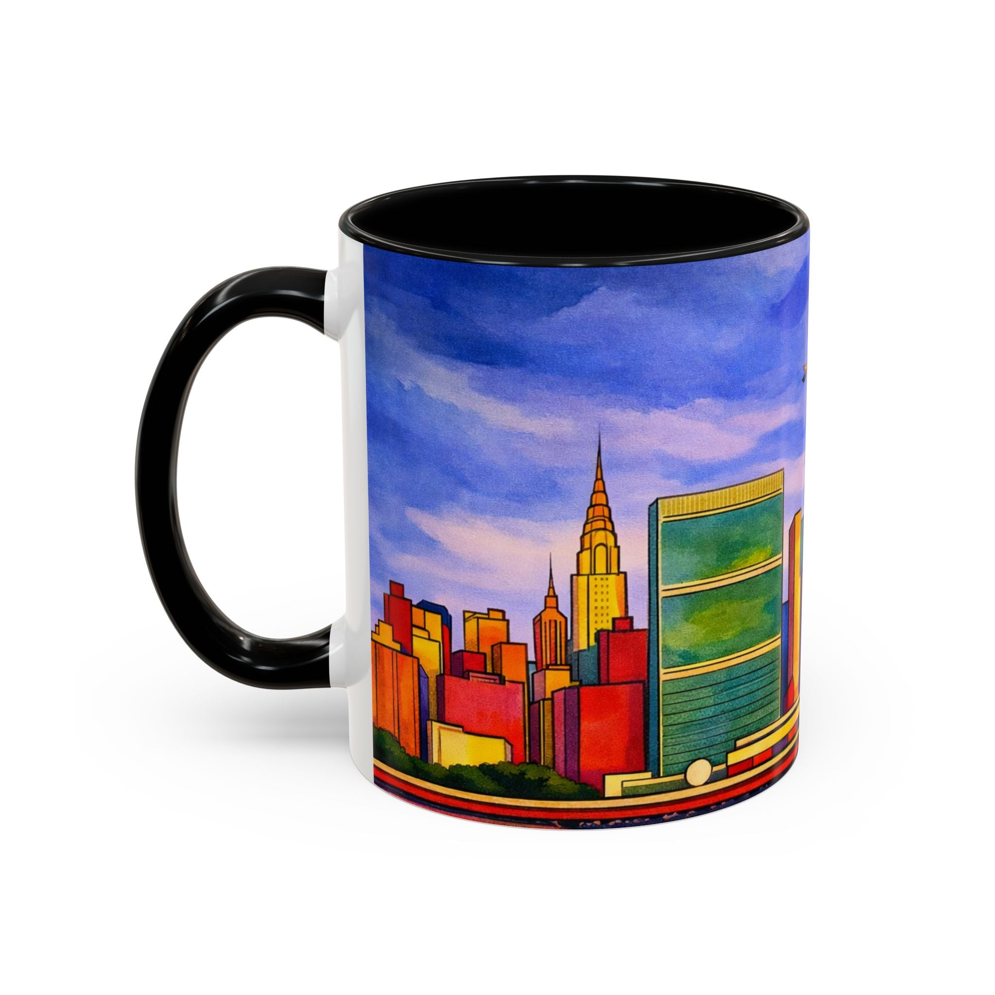 Over The Town  Marc Chagall-inspired Fan Art Manhattan Skyline NYC Accent Coffee Mug