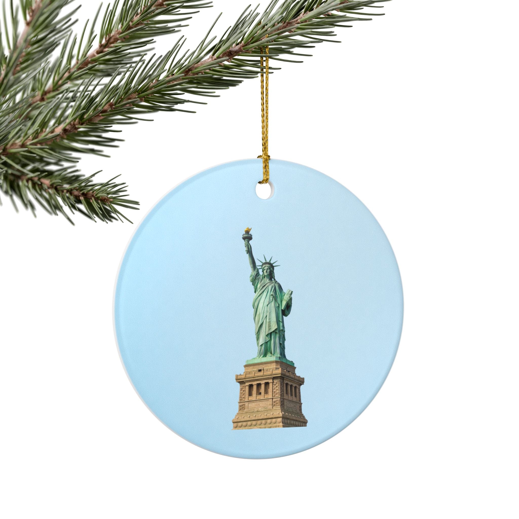 Statue of Liberty Ceramic Christmas Tree Ornament — NYC Skyline Holiday Decoration