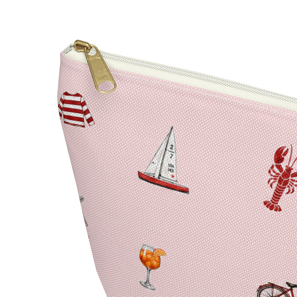 Icons of The Hamptons Large Pink Makeup Bag — T-Bottom Travel Pouch