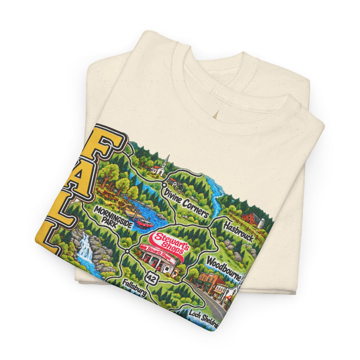 Fallsburg, NY Map T-Shirt  Catskills Upstate New York Tee