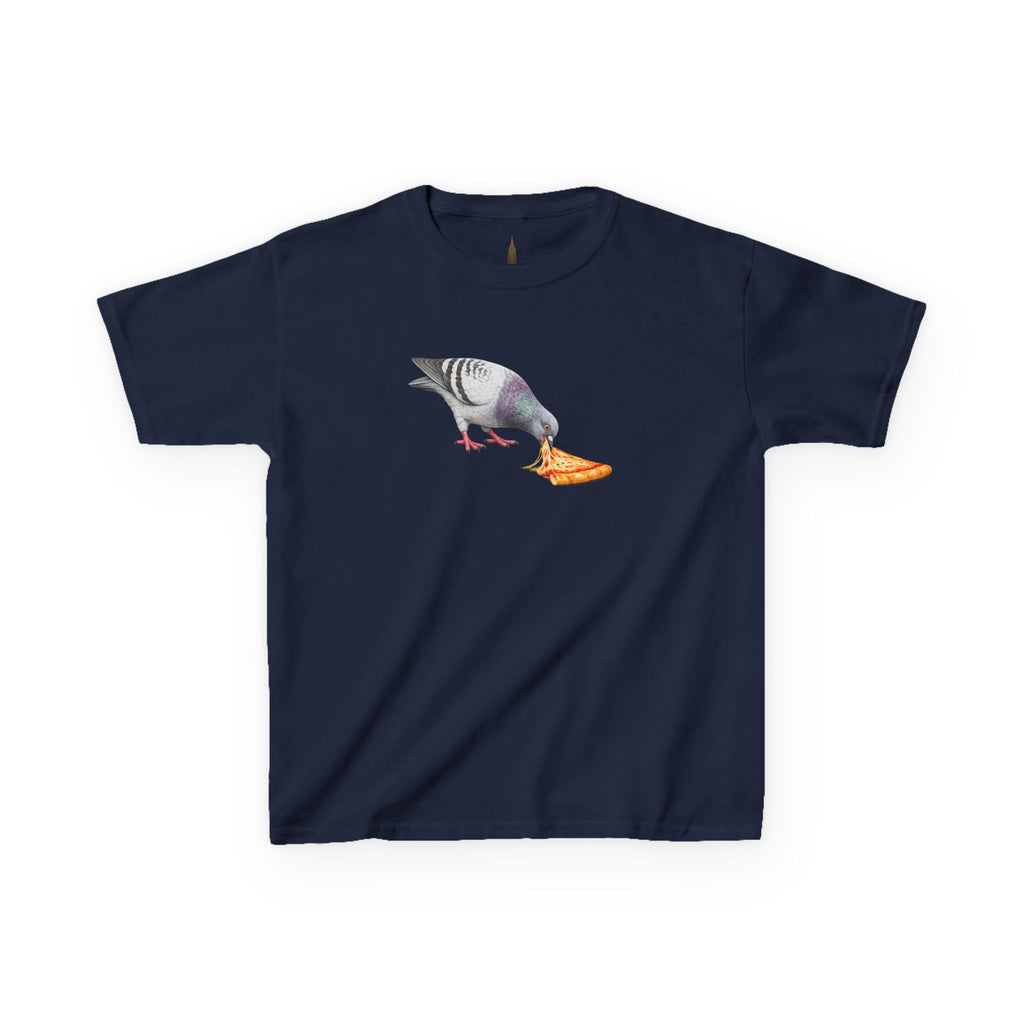 Customizable Little Italy NYC Pigeon Kid Pizza Tee —  Cute Bird Pizza Lover T-Shirt for Children