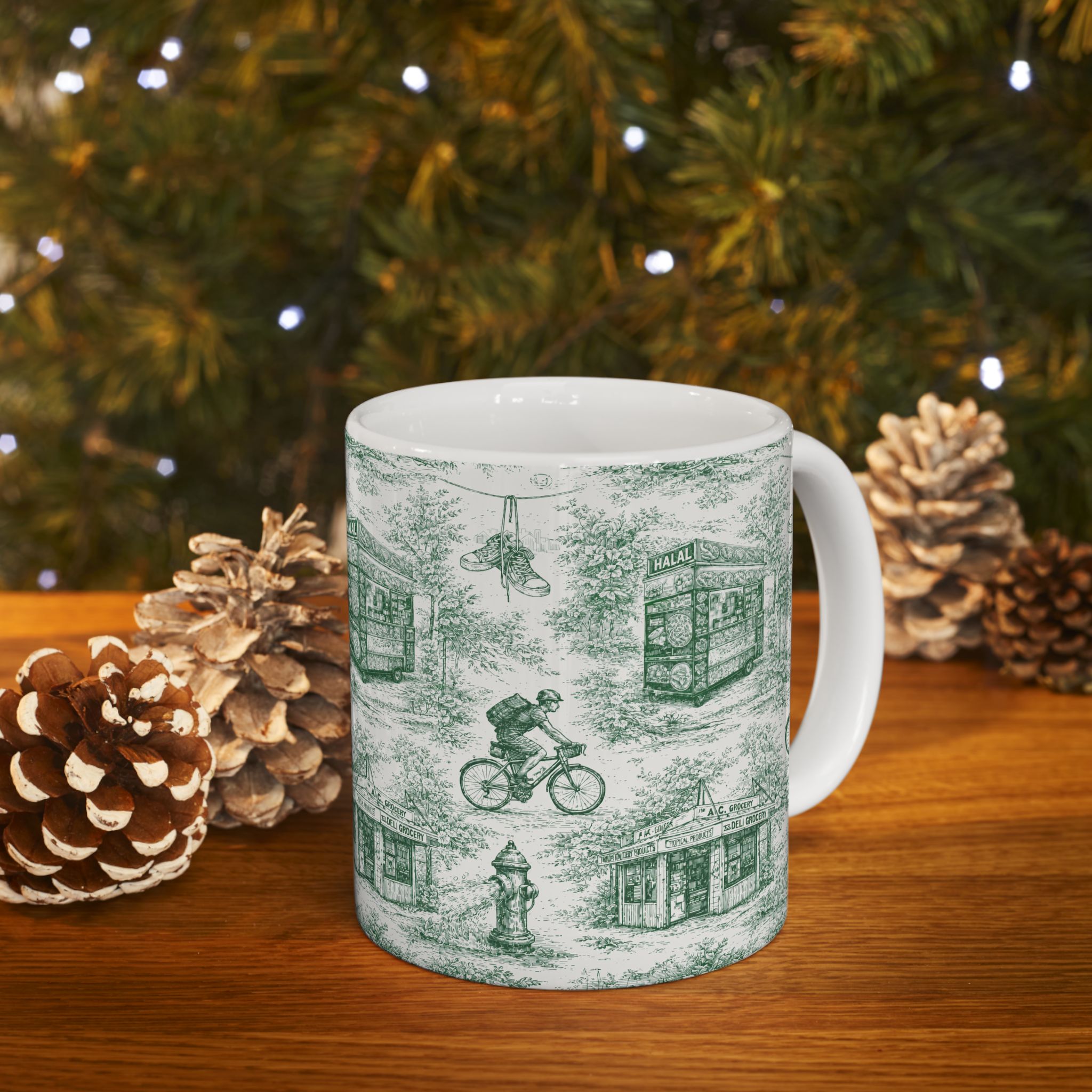 NYC Green Toile Mug | ChinoiserieCeramic Mug