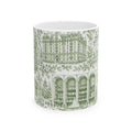 Upper West Side Green Toile Mug | New York Chinoiserie Ceramic Coffee Cup