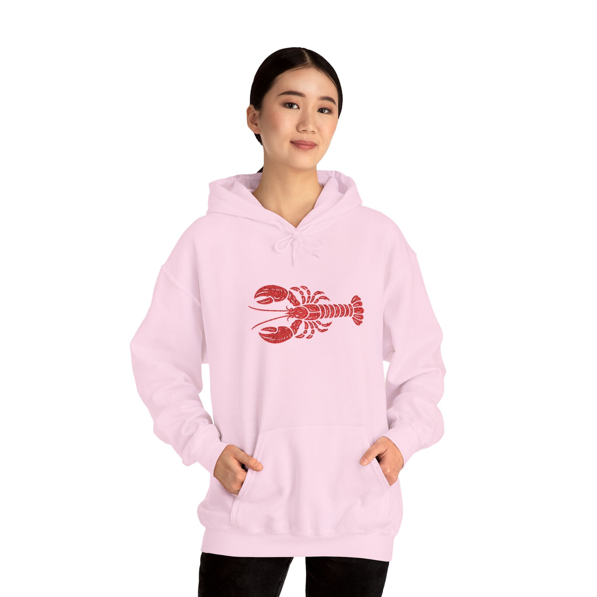 Hamptons Lobster Hoodie — Coastal Style Pink Hooded Swetshirt