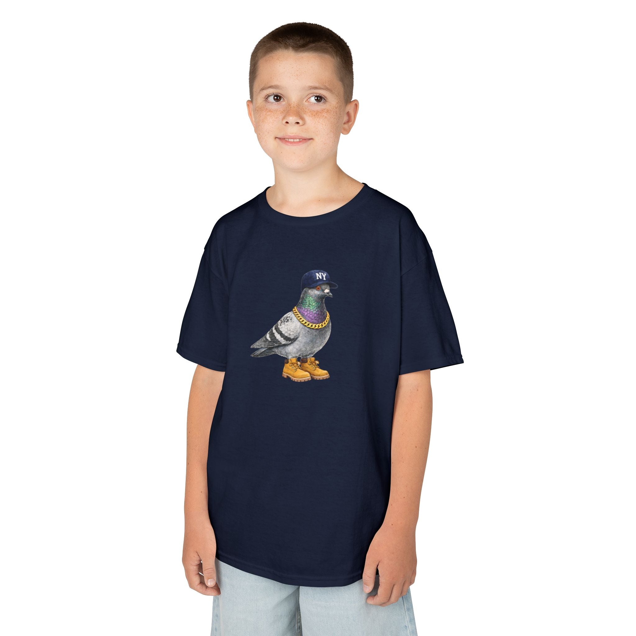 Camiseta infantil personalizable con paloma del Bronx de Nueva York — Camiseta con simpático pájaro aficionado al béisbol para niños