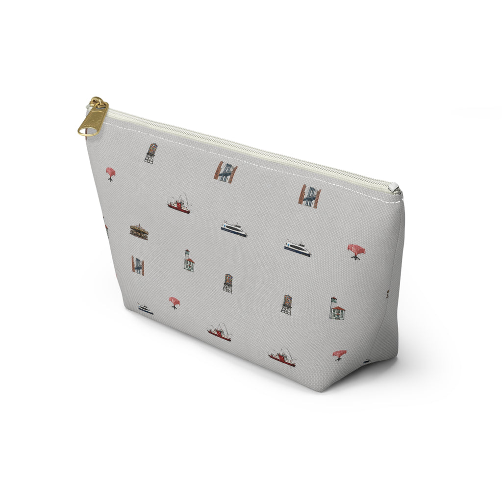 Icons of DUMBO Heather Gray Accessory Pouch — T-Bottom Makeup Bag