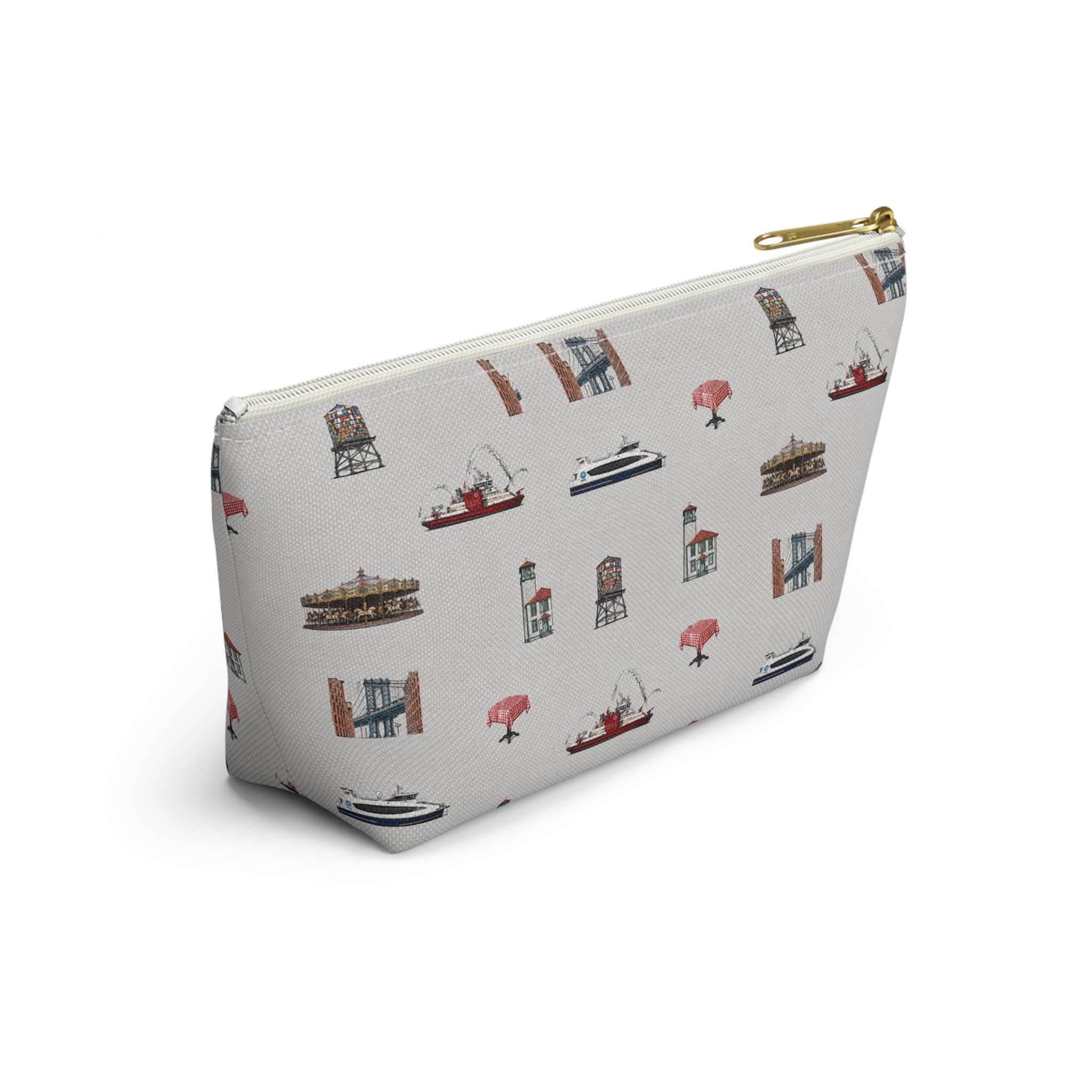 Icons of DUMBO Heather Gray Accessory Pouch — T-Bottom Makeup Bag
