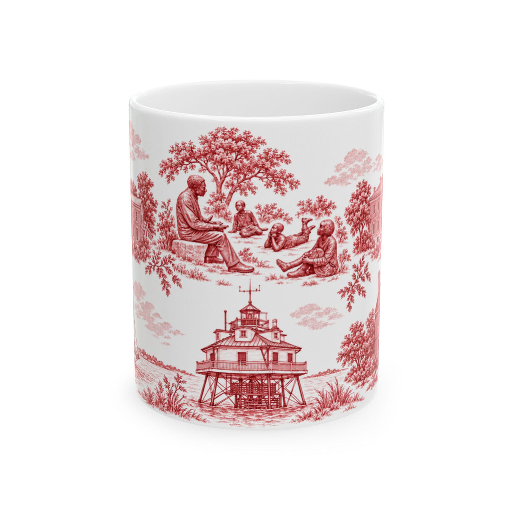 Annapolis Red Toile de Jouy Ceramic Mug – Vintage Scenic 11oz