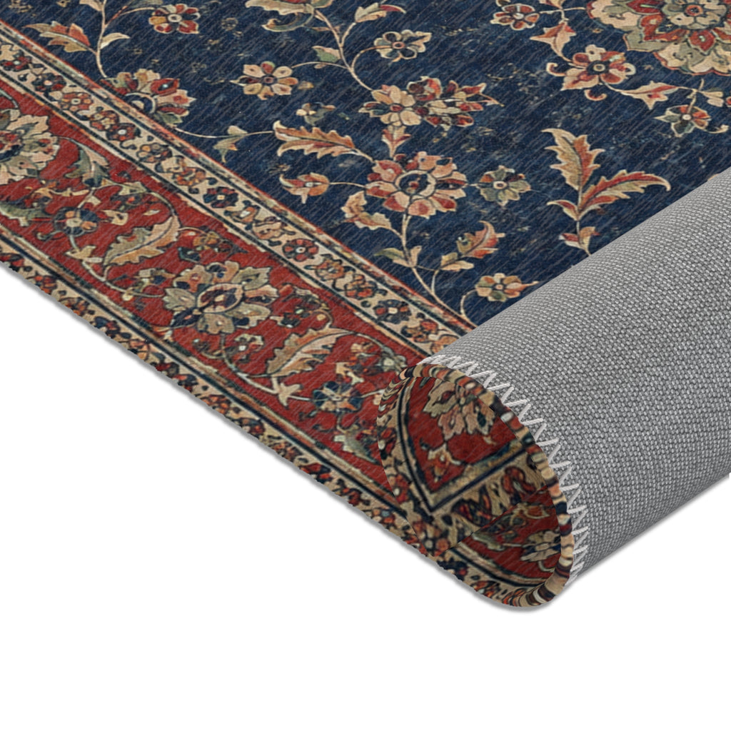 NoMad Area Rug — Blue and Red Oriental Design Decorative Doormat