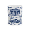 Sag Harbor Blue Toile de Jouy Mug | Hamptons Chinoiserie Ceramic Coffee Cup
