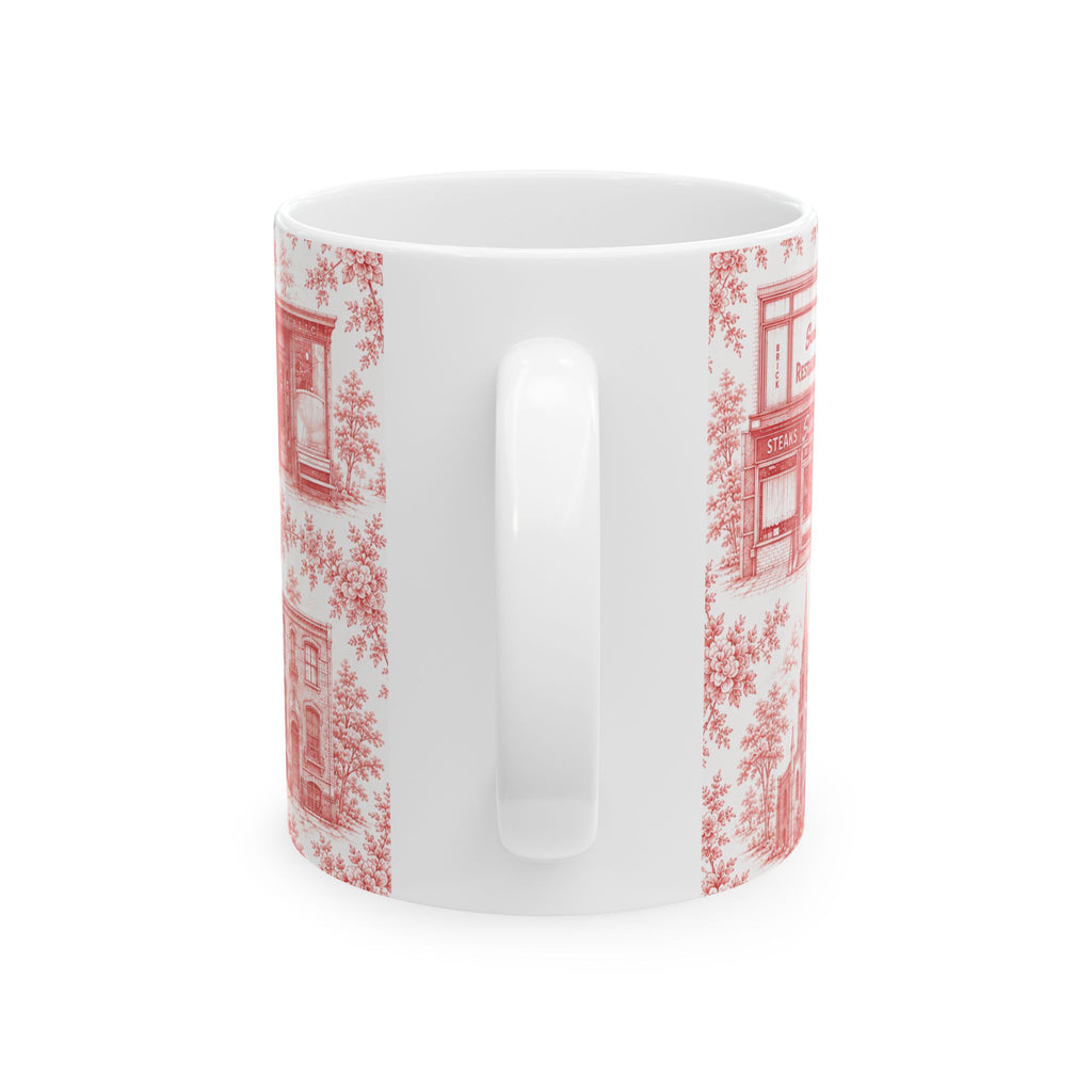 Cobble Hill Red Toile de Jouy Mug | NYC Chinoiserie Ceramic Coffee Cup