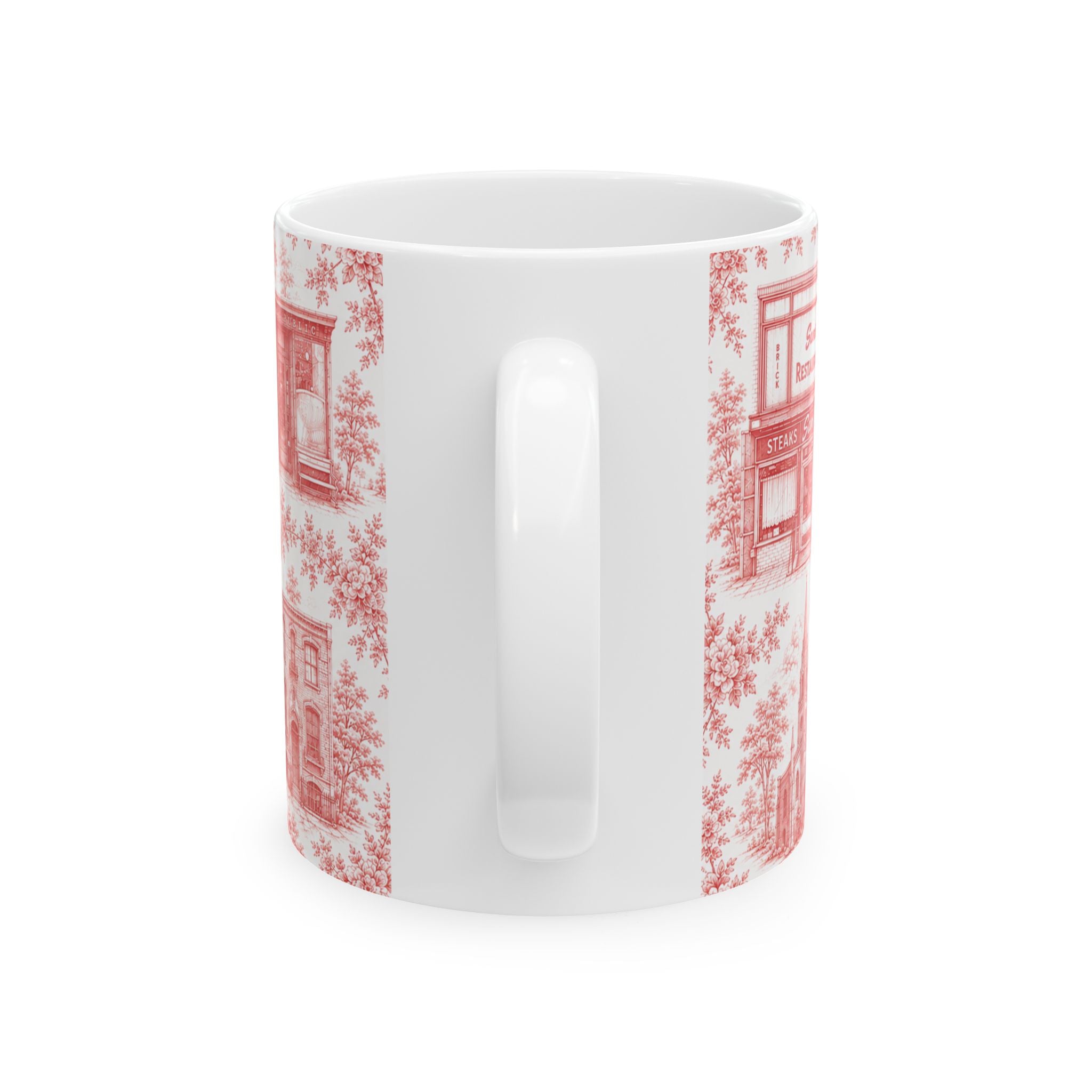 Cobble Hill Red Toile de Jouy Mug | NYC Chinoiserie Ceramic Coffee Cup