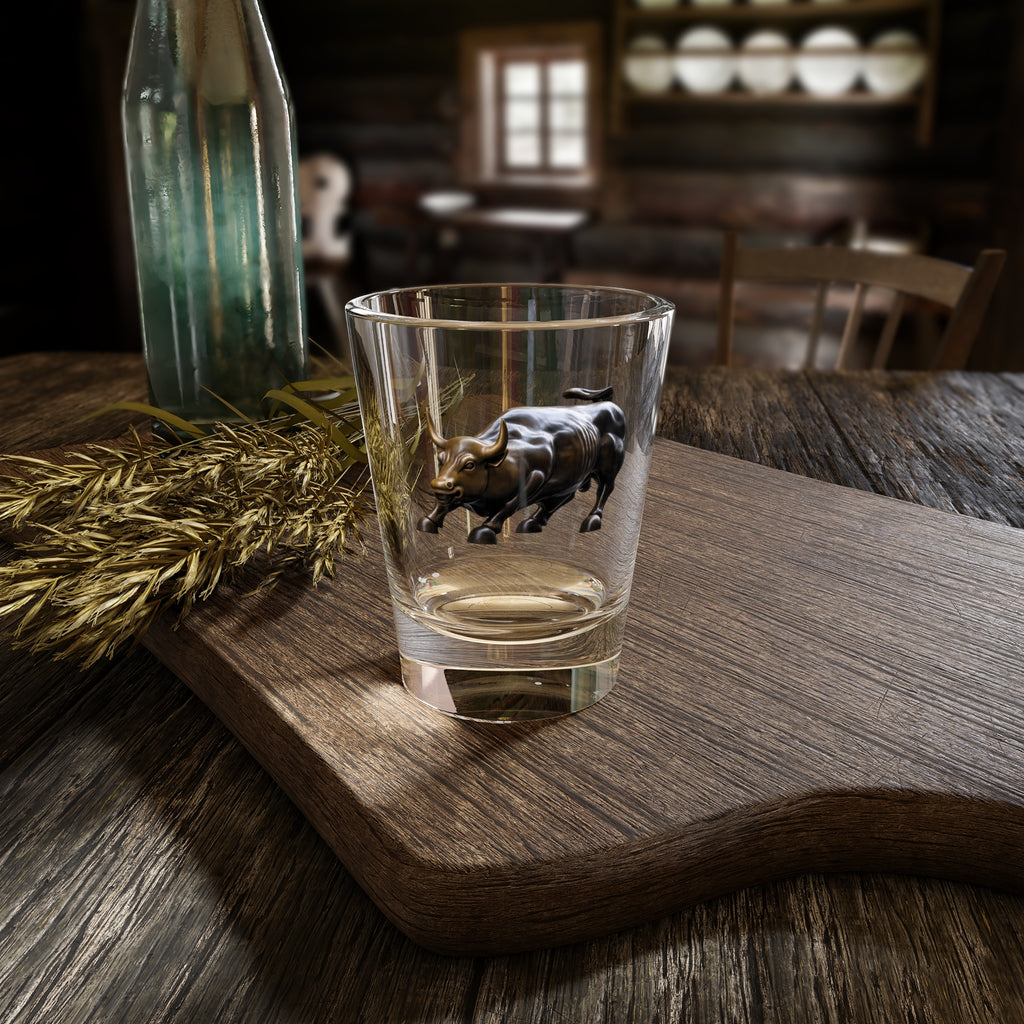 NYC Charging Bull Shot Glass | 1.5oz Wall Street Glass Shooter