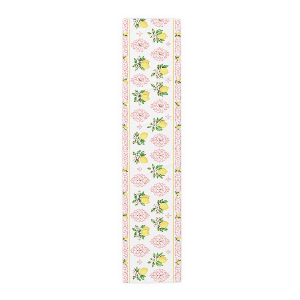 Little Italy Amalfi Pink with Lemon 2 Table Runner – Mediterranean Dining Decor