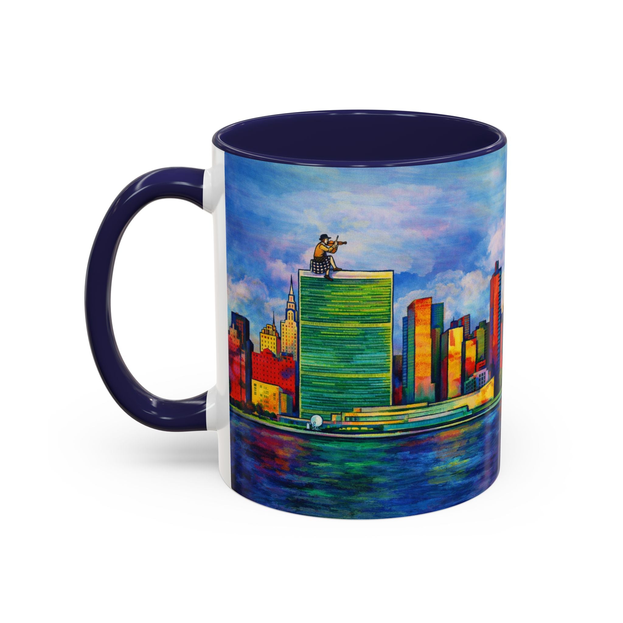 Fiddler on the Manhattan Roof  Marc Chagall-inspired Fan Art NYC Accent Coffee Mug