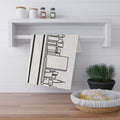 NYC Manhattan Skyline Tea Towel — Minimal Black & White New York City Skyline Kitchen Linen