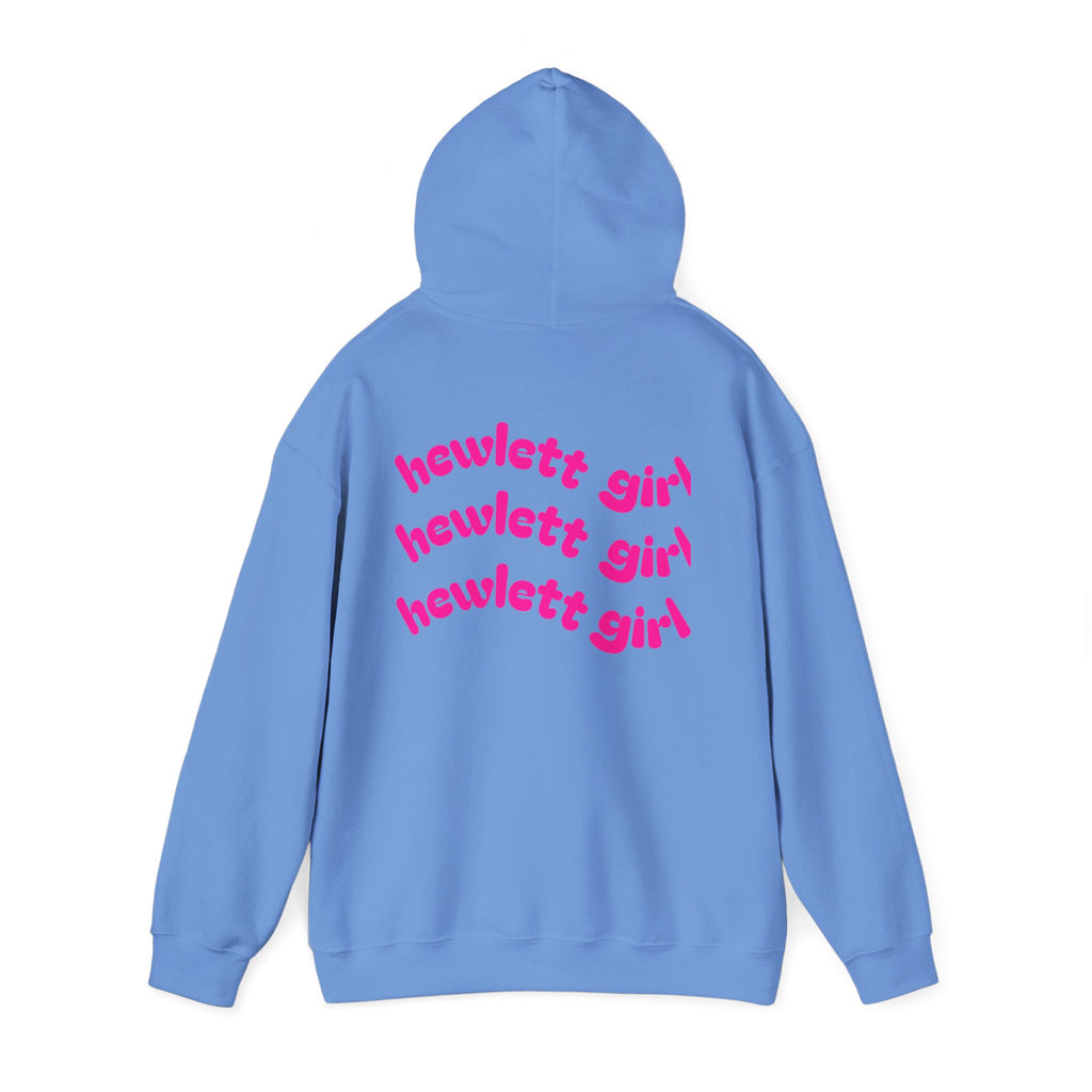Hewlett Girl Hoodie – Retro Pink Wave Back Print Hooded Sweatshirt