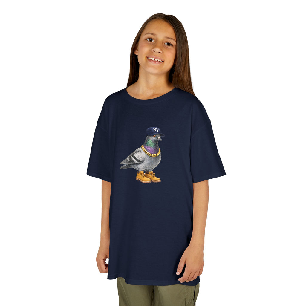 Camiseta infantil personalizable con paloma del Bronx de Nueva York — Camiseta con simpático pájaro aficionado al béisbol para niños