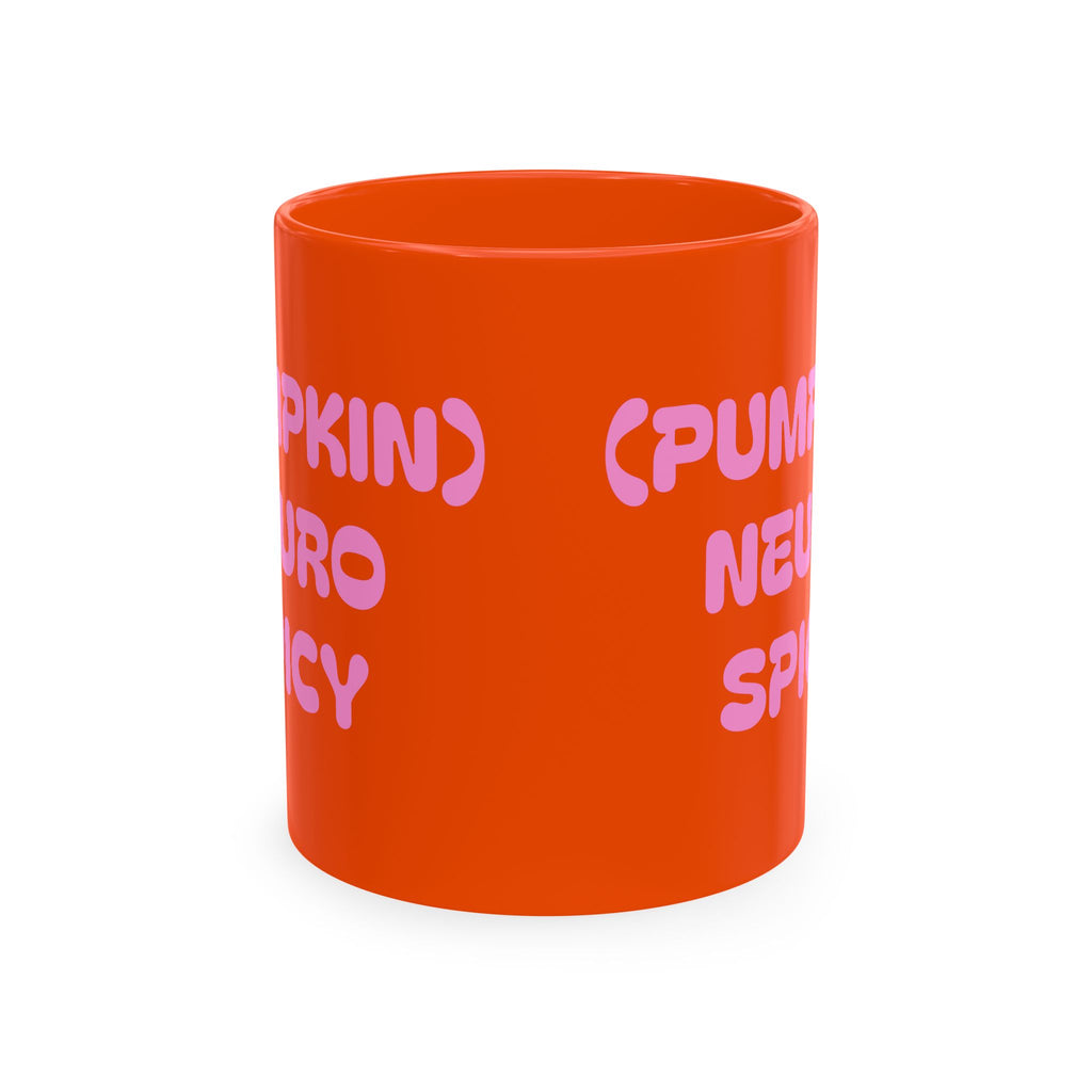 (Neuro) Pumpkin Spicy Ceramic Mug — Bright Orange Fall Coffee Cup